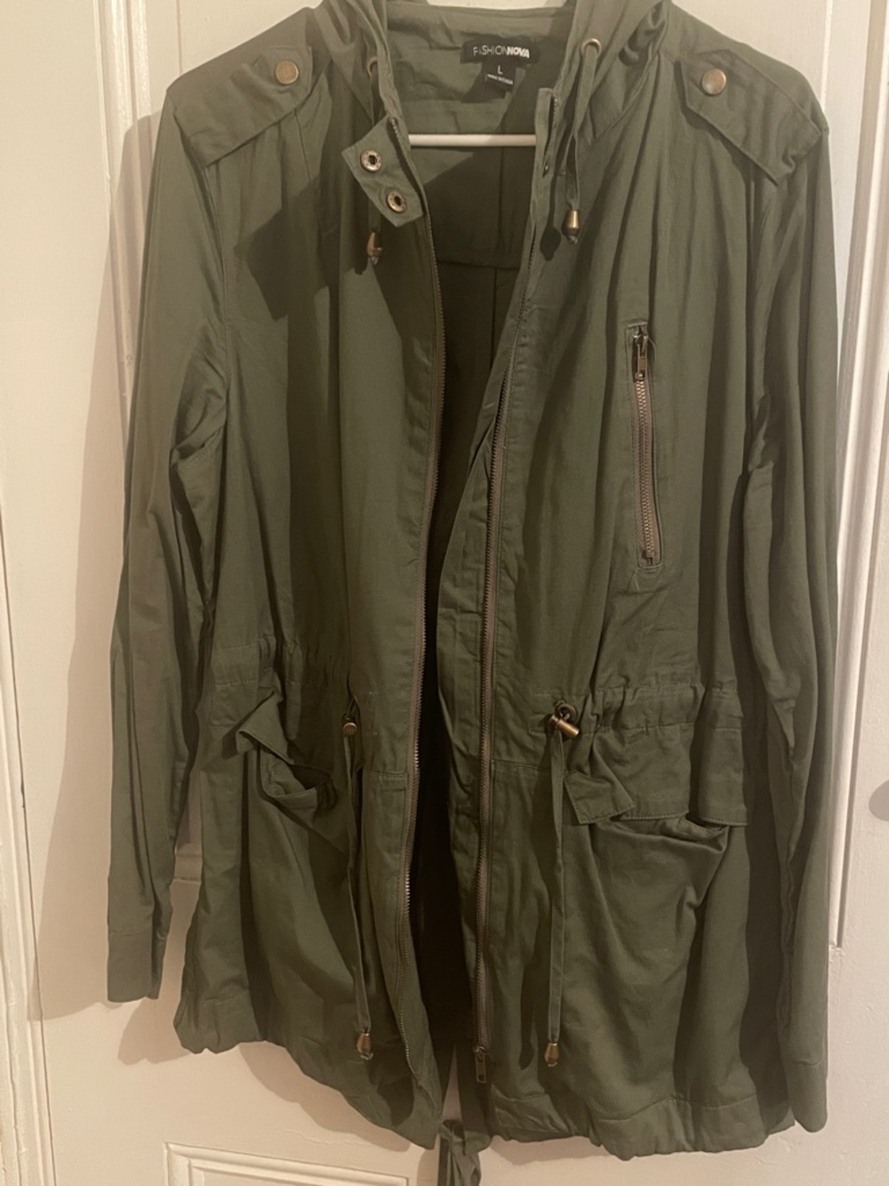 Fashion Nova Army Green Hooded Field Jacket